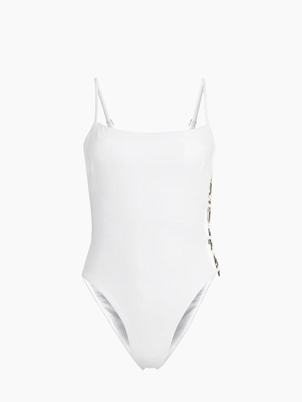 Milly White One-Piece Swimsuit with Gold Ring Side Detail